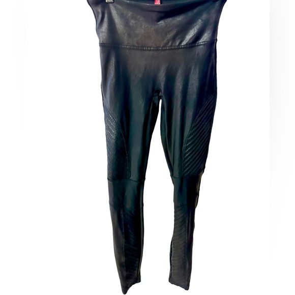 SPANX Faux Leather Shiny MOTO LEGGINGS BLACK-Size Small Excellent Condition! - Picture 5 of 11